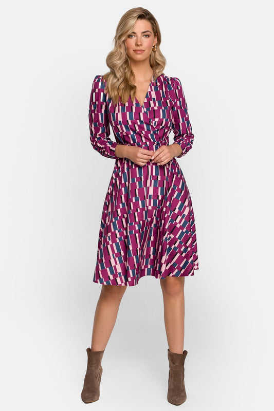 Flared dress with an envelope neckline