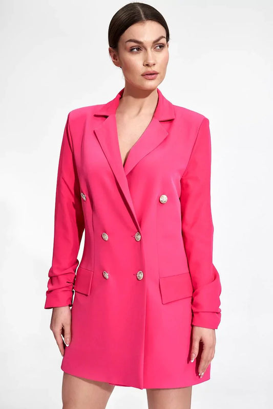 Long double-breasted jacket with a loose cut