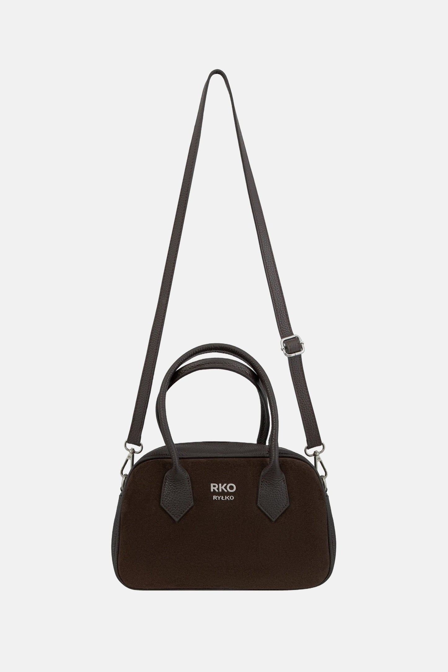 Small Brown Suede Bowling Bag