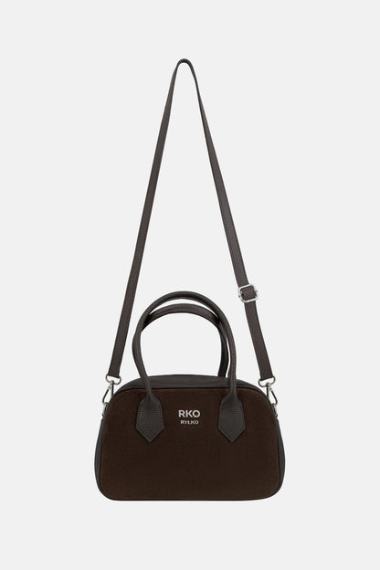 Small Brown Suede Bowling Bag