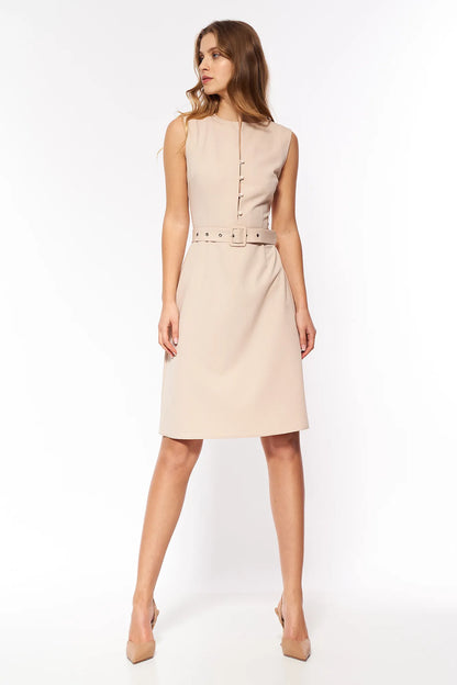 Dress with a lowered waist and pleats
