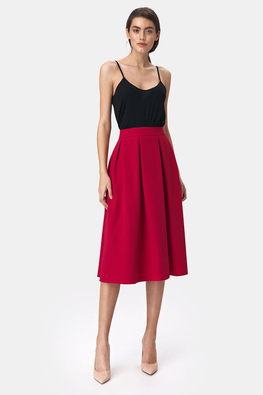 Flared red skirt midi