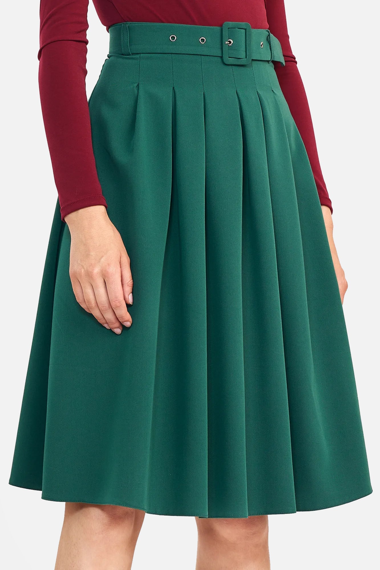 Midi skirt with belt